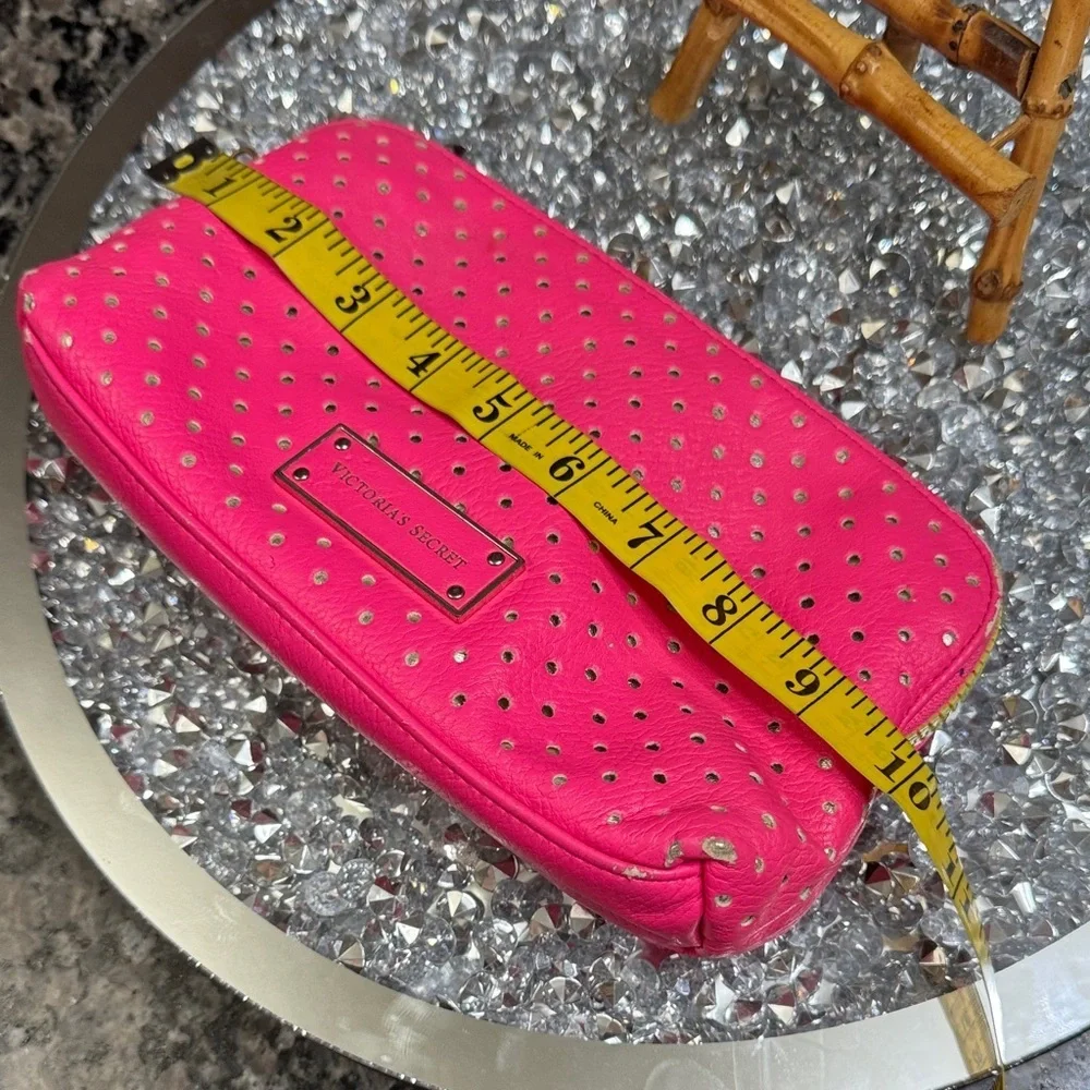 Victoria's Secret Fuchsia Studded Zip Cosmetic Pouch - fair